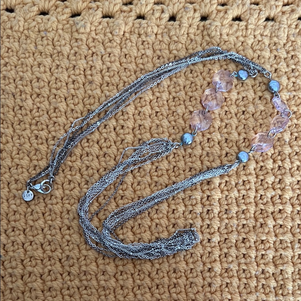 Elegant Silver and Pink Beaded Necklace